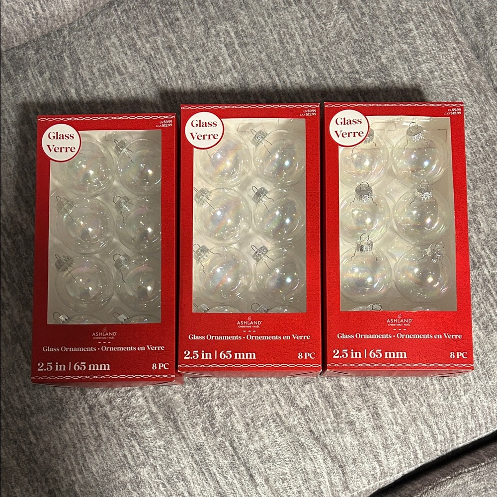 Ashland Iridescent Glass Ornaments 3 - 8 Packs!